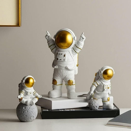 Astronaut Spaceman Home Office Desktop Decors Set of 3 - Golden